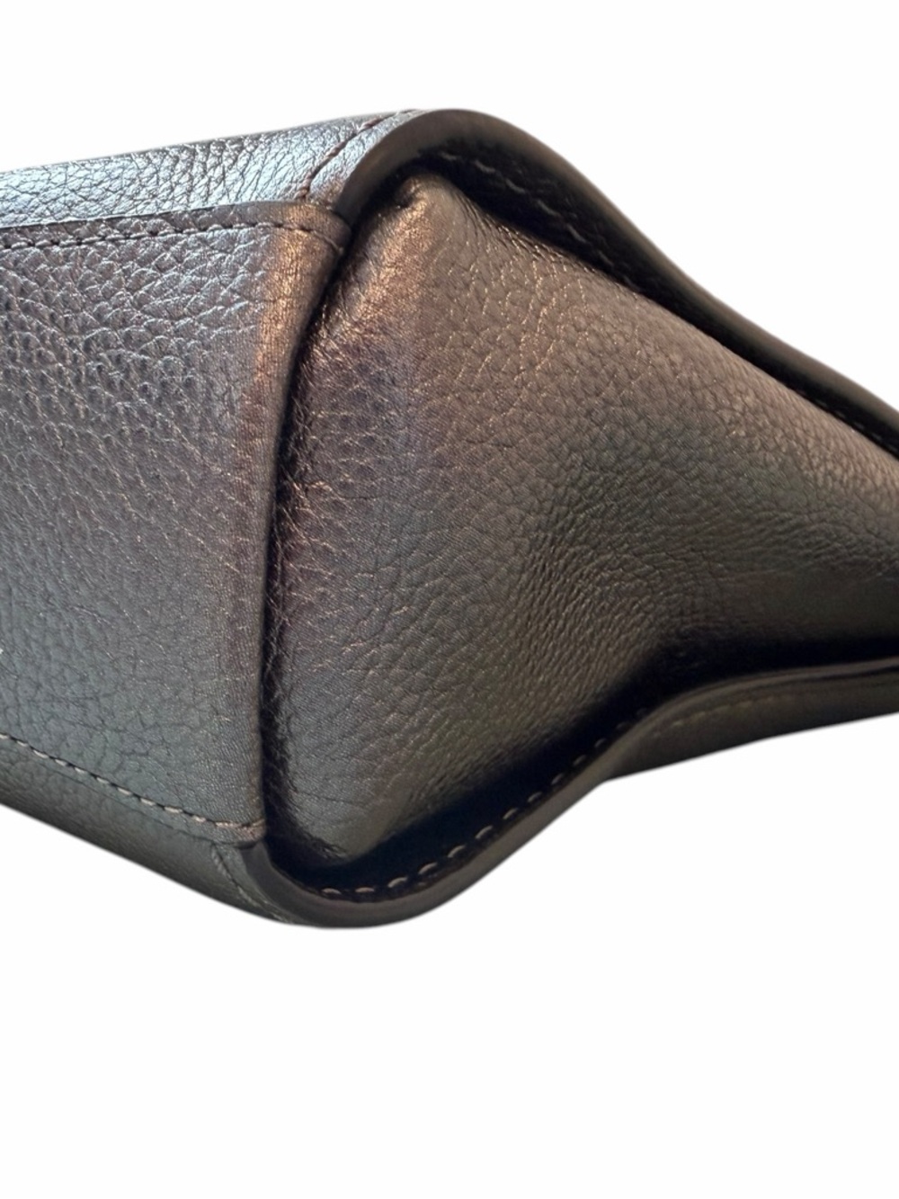 Coach Dark Gray Metallic Leather Dufflette Crossbody Graphite Bag - Picture 10 of 13